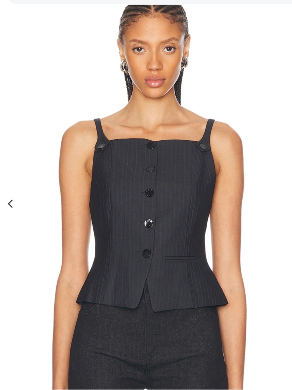 GANNI Suting Vest Top Black Pin Stripe Size 36 (4)